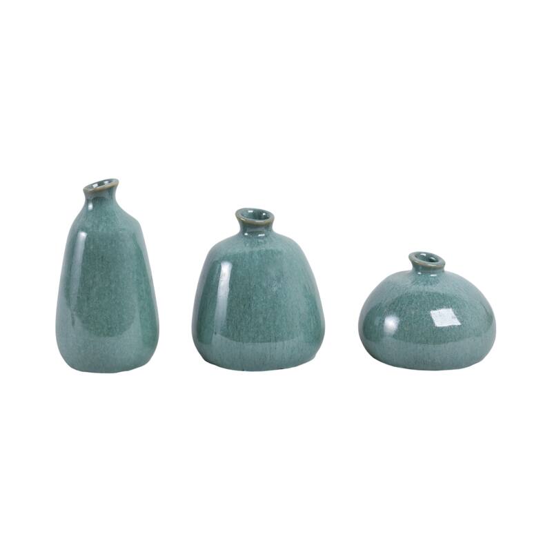 Ceramic Decorative Vases Modern Glam Accent (Set of 3) - 5/7/9" Green