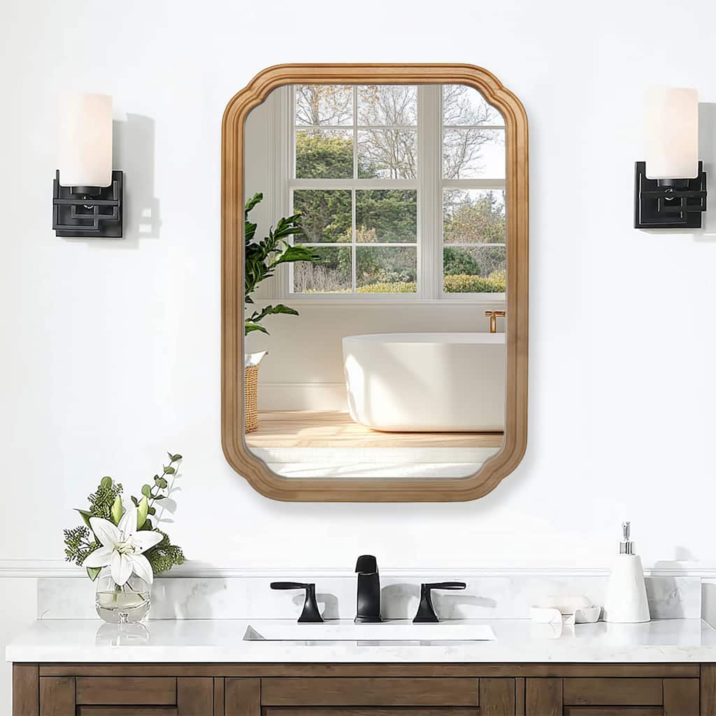 29.72*19.69 Inches Functional Mirror With Cabinet,Wood Framed Bathroom Wall Cabinet With Mirror And Adjustable Shelves - N/A