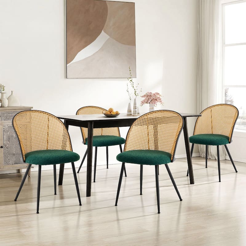 Modern Upholstered Rattan Dining Chairs Set of 2/4