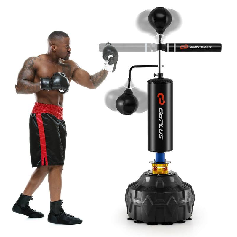 Goplus Boxing Speed Trainer Freestanding Fillable 360° Spinning Bar - See Details - See Details - Black
