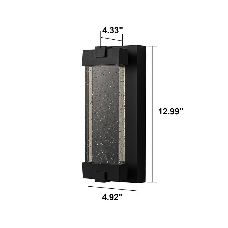 13" Modern Led Outdoor Wall Sconce with Bulbble Glass