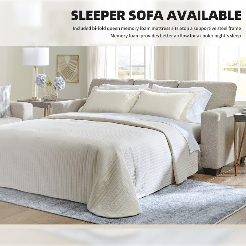 Signature Design by Ashley Deltona Parchment Queen Sofa Sleeper - 85" W x 38" D x 37" H