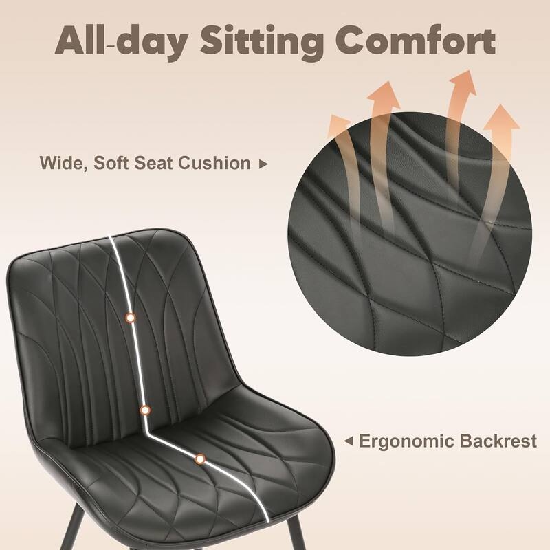 2PCs Modern Faux Leather Upholstered Kitchen Dining Chairs