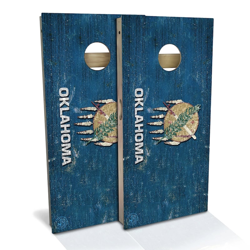 Oklahoma Flag Outdoor Cornhole Board Set - All-Weather 2x4 - NO Accessories