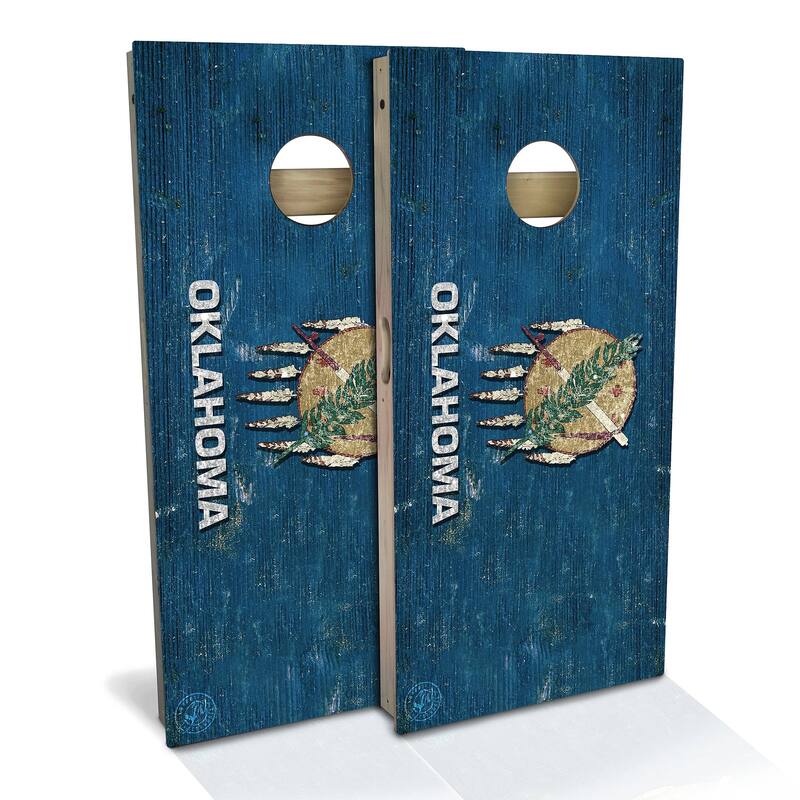Oklahoma Flag Outdoor Cornhole Board Set - All-Weather 2x4 - NO Accessories