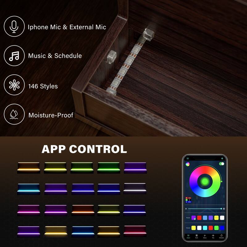 GDF Studio - Luminex Modern LED Bottle Display Shelf with App Control