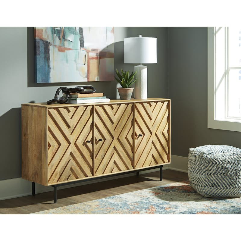 Signature Design by Ashley Cadewick Brown/Beige Accent Cabinet - 58"W x 16"D x 32"H