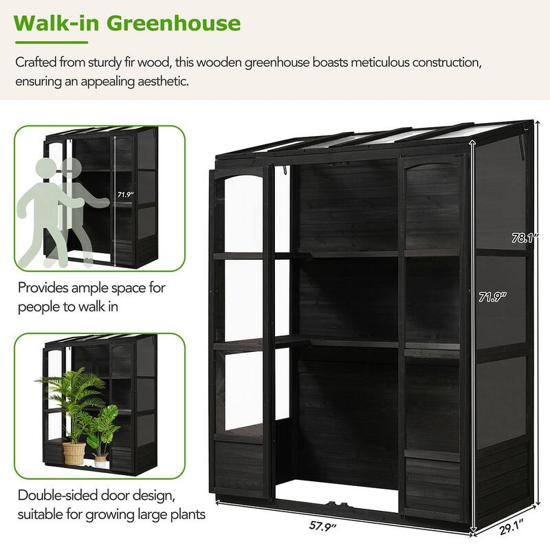 78inch Height Wood Large Greenhouse Balcony Portable Cold Frame
