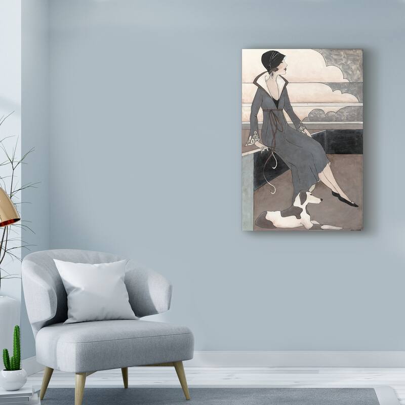 Megan Meagher 'Art Deco Lady With Dog' Canvas Art