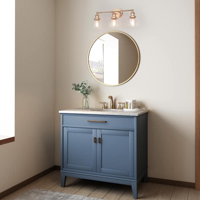 Ciare Modern Gold Bathroom Vanity Light 3-light Dimmable Glass Wall Sconces - Rose Gold - L21.5"x W7.5"x H 10"