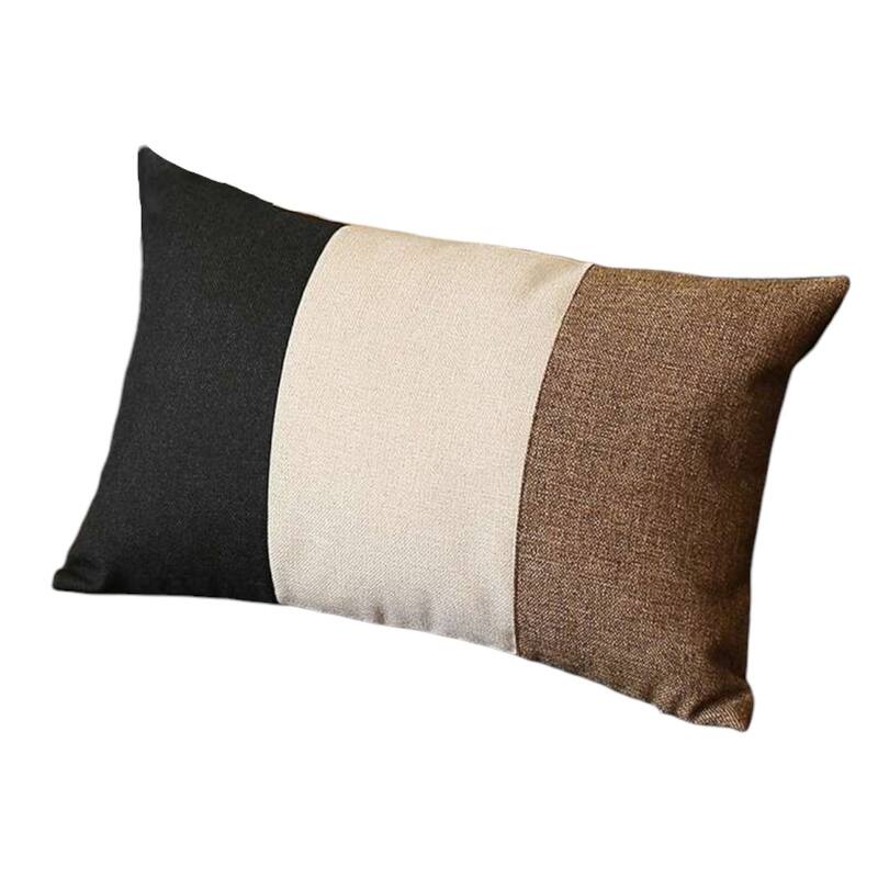HomeRoots Set Of Two 20" X 12" Black Grey And Brown Polyester Geometric Zippered Pillow