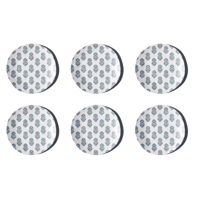 Abode Homewares Kashmir NewWave Melamine Salad Plate - 8.5" - Set of 6 - Blue