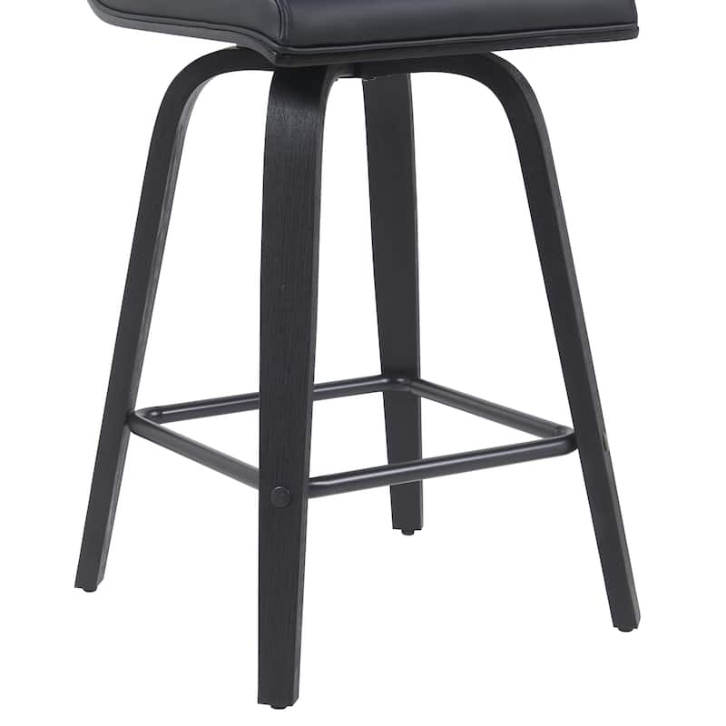 Skara Mid-Century Swivel Counter Stool, Upholstered Counter Height Chair with Bentwood Legs
