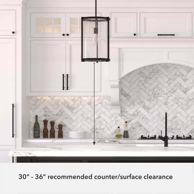 Hunter Astwood 1-Light Pendant - Kitchen Island, Dining Room, Entry - Art Deco, Contemporary, Clear Glass