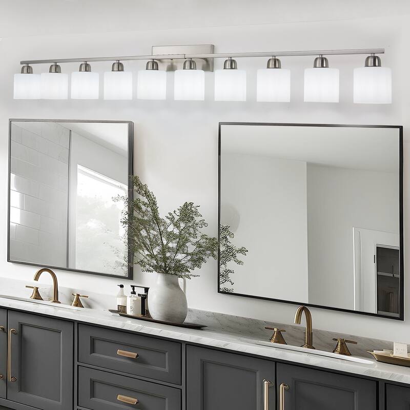 10-Light Brushed Nickel Vanity Light(No Bulbs Included)