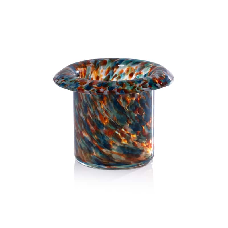 Celia 4-Piece Opal Confetti Glass Candle Holder/ Vase/ Planter Set - Blue Tones