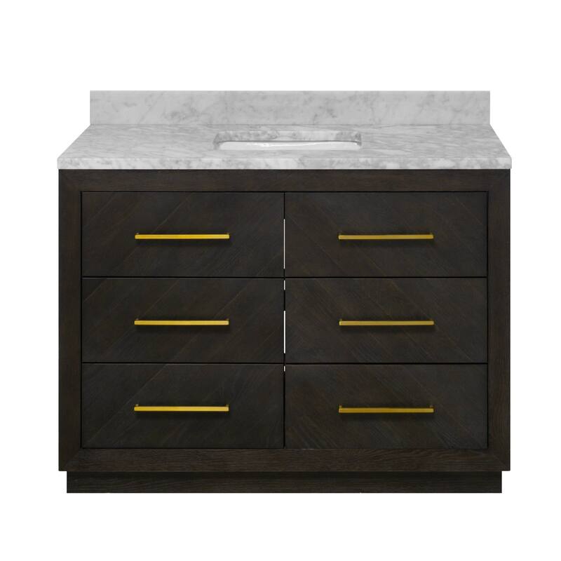 KitchenBathCollection Avery 48" Bathroom Vanity with Carrara Marble Top