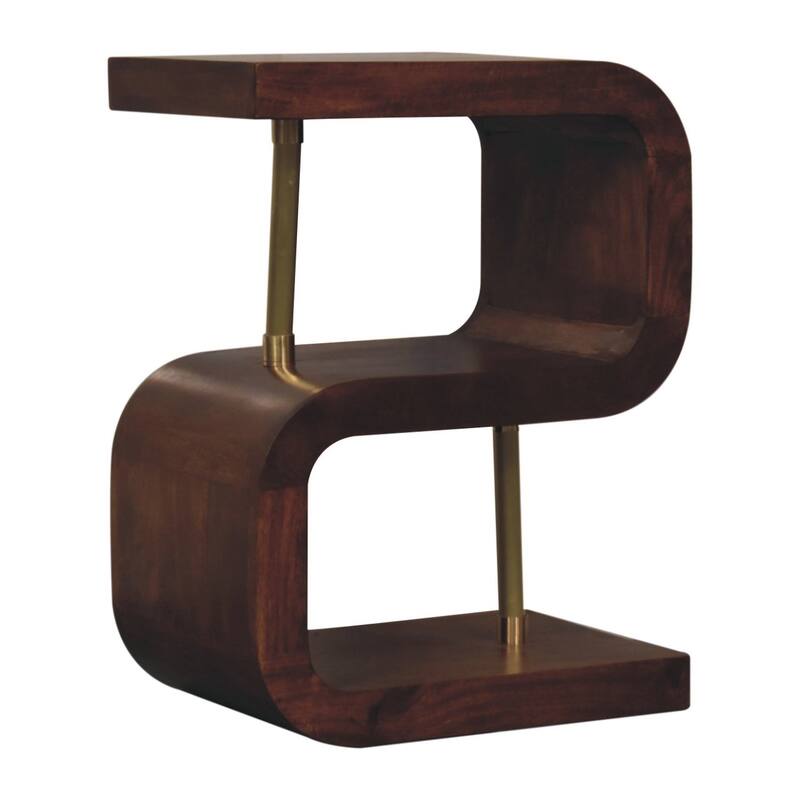 Artisan Furniture Solid Wood S-curve Brass Nightstand