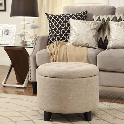 Copper Grove Chrysanthemum Round Storage Ottoman