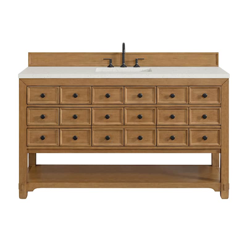 James Martin Vanities 505-V60S-3LDL Malibu 60" Free Standing Single - Amber Birch - Wood Finish