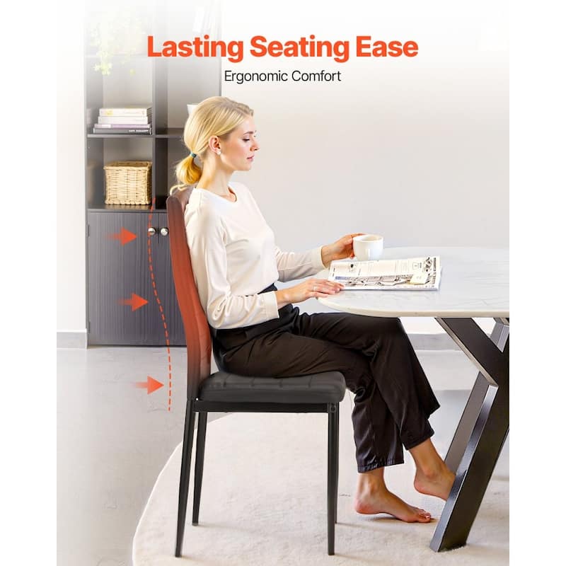 Metal PVC Leather Dining Chair Set Ergonomic Modern Seat