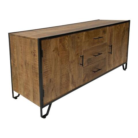Bowen Exotic Sheesham Wood 2 Door 3 Drawer Credenza or Sideboard with a Chattermark Finish
