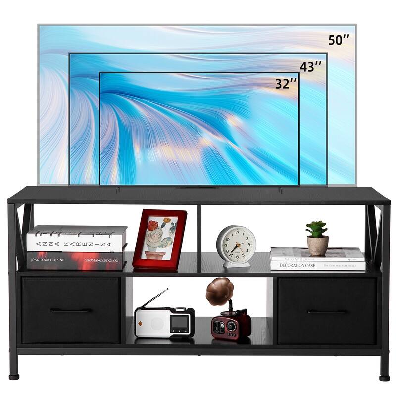 TV Stand, Entertainment Center with Fabric Drawers