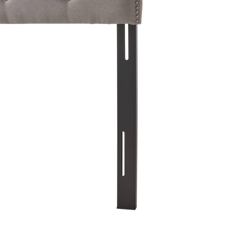 Queen Size Tufted Upholstered Headboard with Nailhead Trim, Adjustable Height, Modern Button Design
