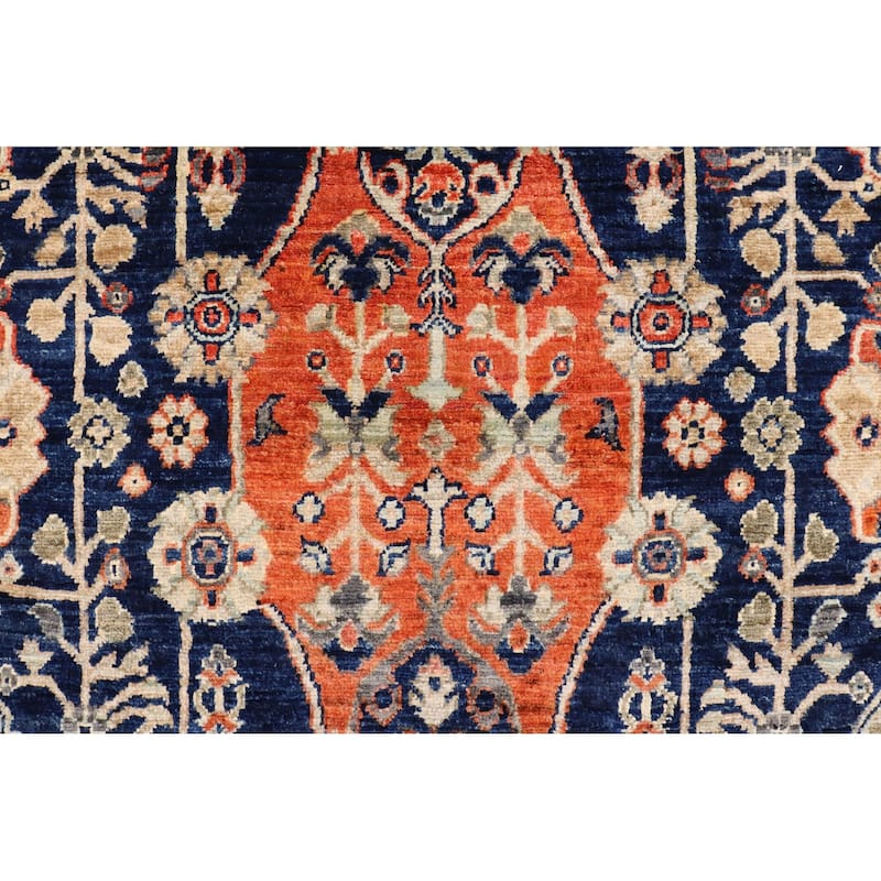 Tribal Heriz Ziegler Matilda Blue Rust Hand-Knotted Rug - 3'9'' x 5'10''