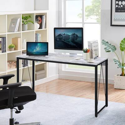 Topcraft Rustic Computer Desk, Antique White & Black