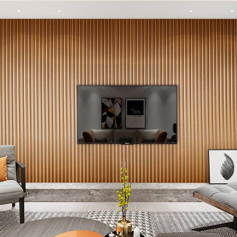 Art3d 104'' X 6.3'' Fluted Wall Panel for Interior Decor, WPC Wall Panel, Metal Finish,8pcs - N/A