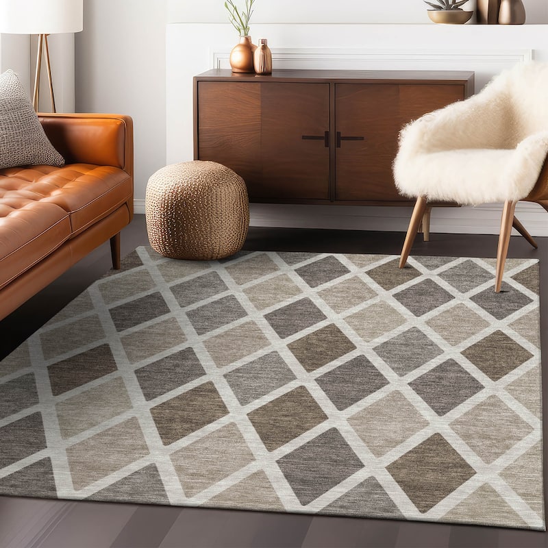 Machine Washable Indoor/ Outdoor Chantille Diamond Prism Rug