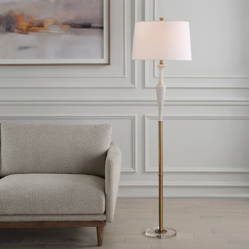 Uttermost Colette White Stone Floor Lamp - 69'' H X 19'' W X 19'' D