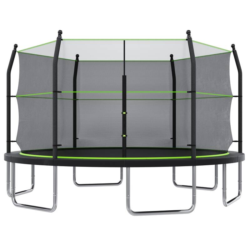 14ft Trampoline with Ladder and Enclosure Net for Kids and Adults, Heavy-duty 14' Outdoor Trampoline for Backyard