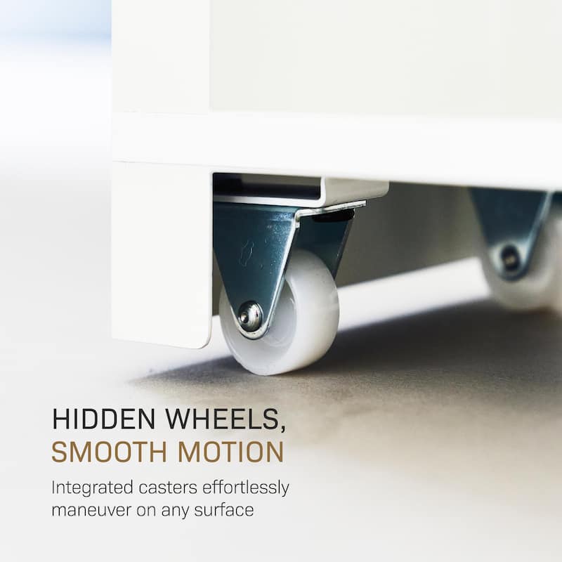 Yamazaki Home Pull-Out Bathroom Storage Cabinet, Steel and Wood - L 22.05 x W 5.51 x H 21.65 inches