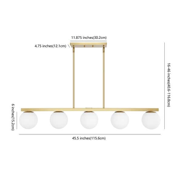 dimension image slide 1 of 4, Luca Parisian 45.5" 5-Light Modern Glam Iron Globe Linear LED Pendant by JONATHAN Y