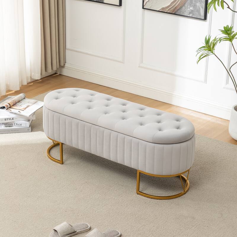 Velvet Storage Bench for Bedroom