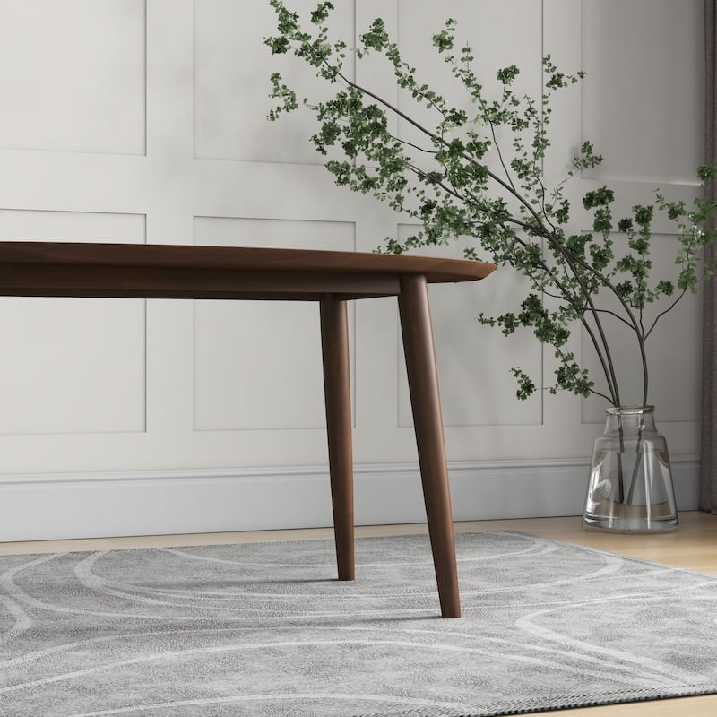 GDFStudio - Ada Modern Dining Set with Oval Solid Wood Oval Pedestal Dining Table and 4-Piece Fabric Dining Side Chairs