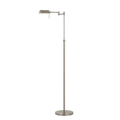 10W LED Adjustable Metal Floor Lamp with Swing Arm, Chrome