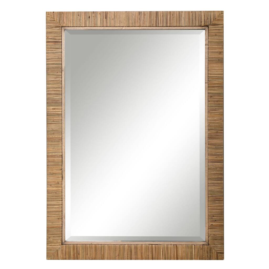 Beveled Rectangular Wall Mirror - 41" - Brown