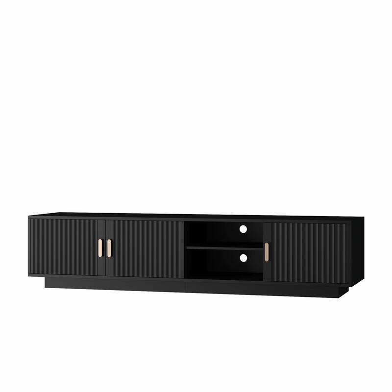 Mid-Century Modern TV Stand with LED Lights, Accommodates up to 80-Inch TV
