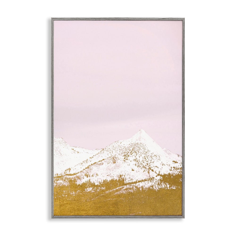 Stupell Snowy Mountain on Pink Framed Giclee Art Design By Gemma Bardot