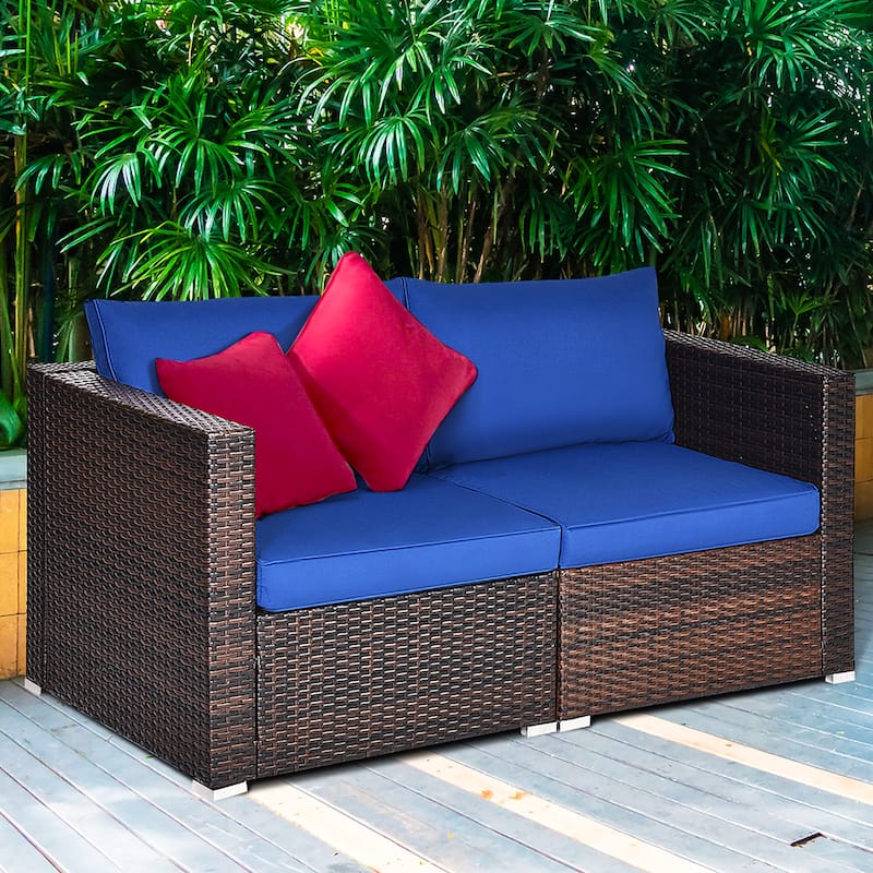 Costway 4PCS Patio Rattan Corner Sofa Sectional Furniture Set - See Details