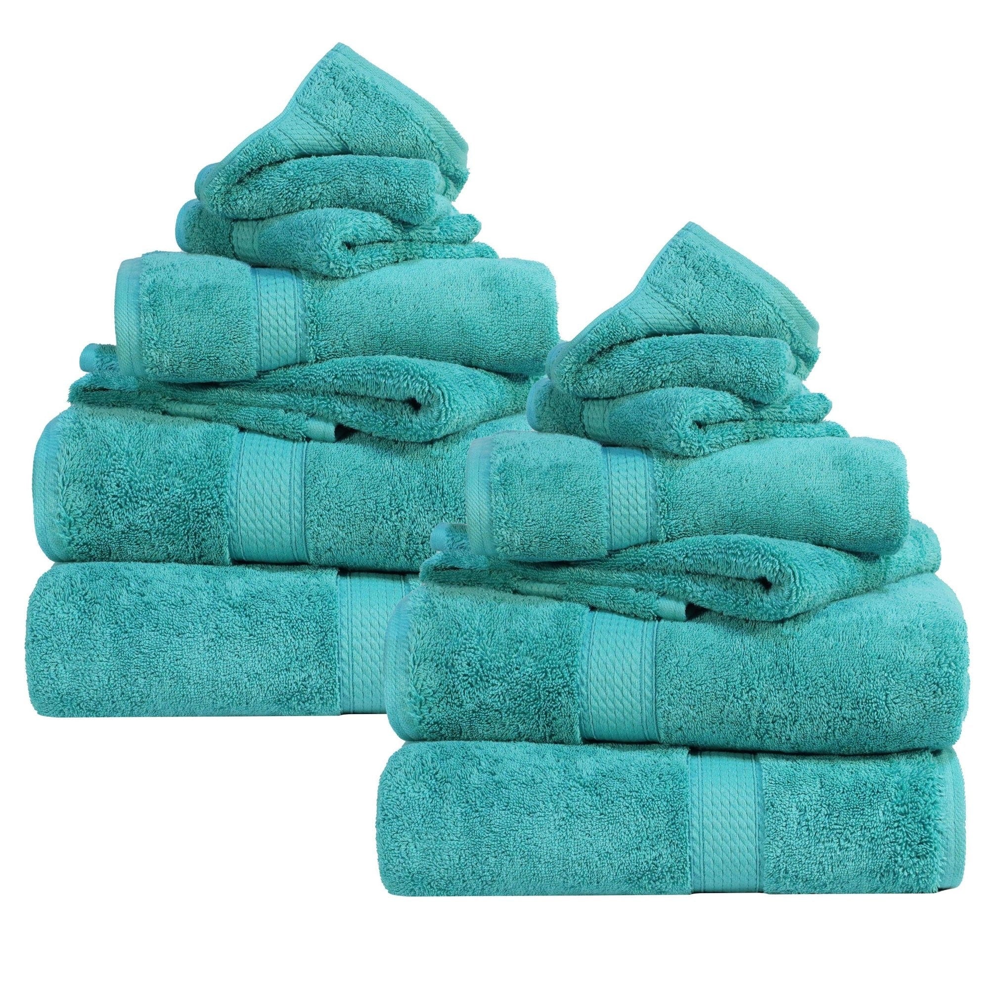 Blue Nile Mills Assorted 12-Piece Towel Set, Hotel Quality Ultra-Plush Egyptian Cotton Towels