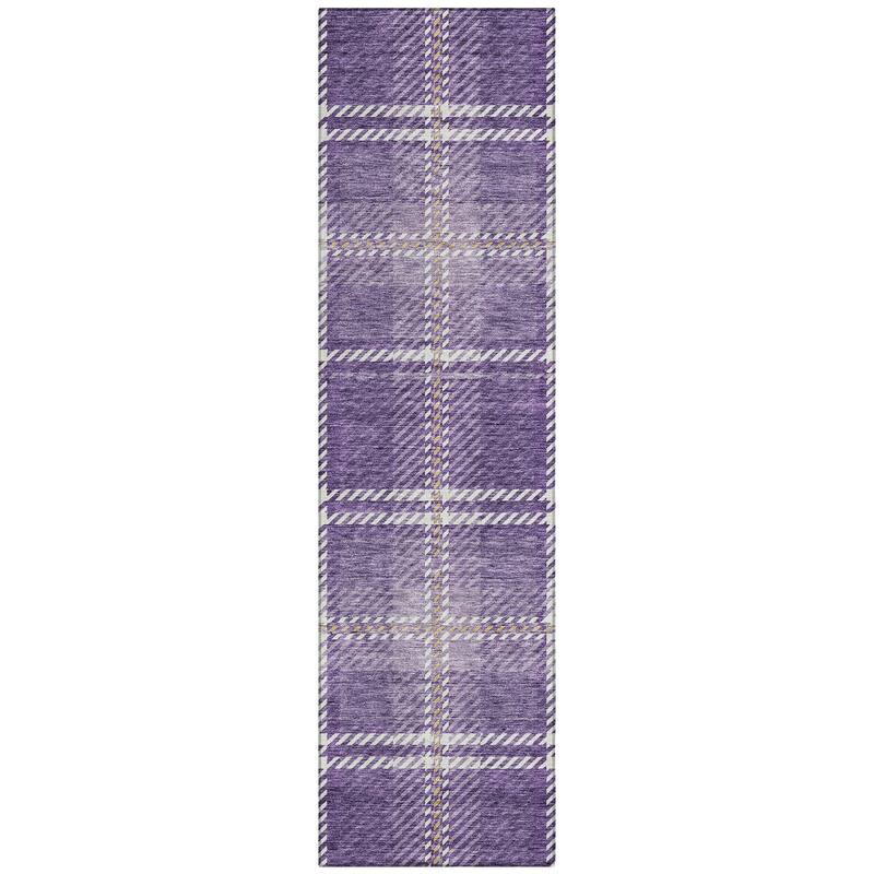 Machine Washable Indoor/ Outdoor Chantille Plaid Cozy Rug