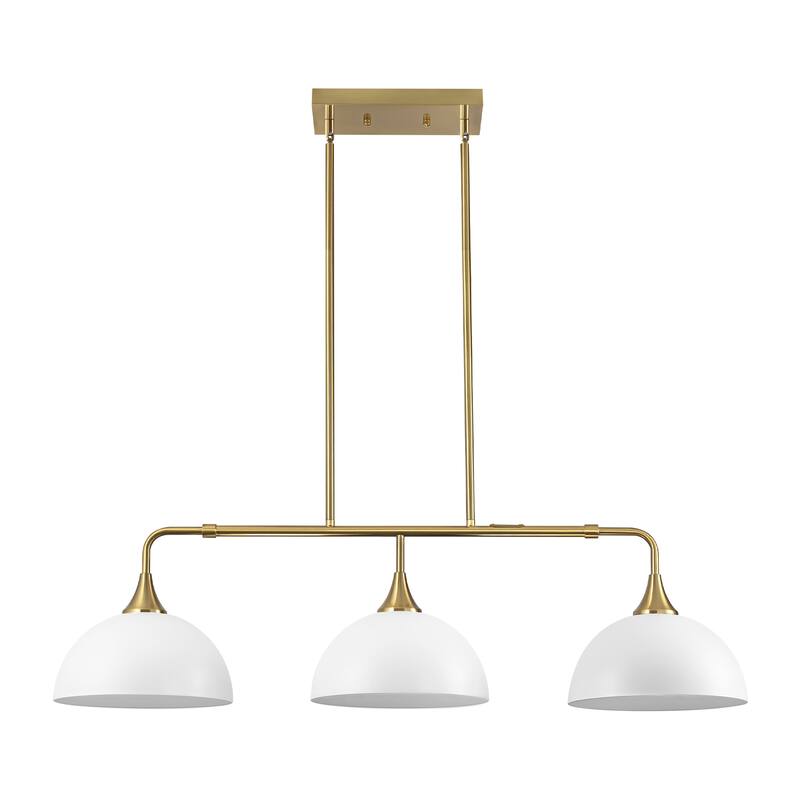 3-Light Industrial Linear Dome Pendant Lights for Kitchen Island
