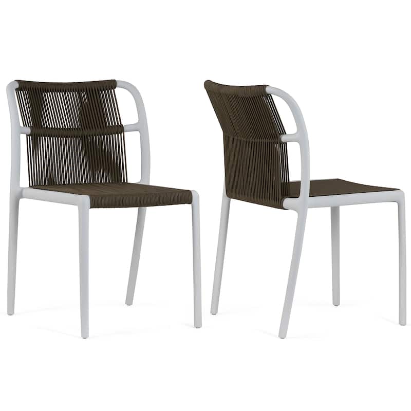 Set of 12 Belden Brown Woven Rope Fabric Dining Chair with Plastic Frame