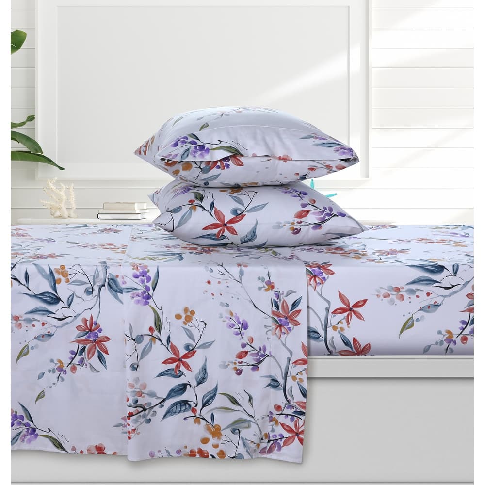 Azores Home Organic Cotton Sateen 300 Thread Count Deep Pocket Sheet Set