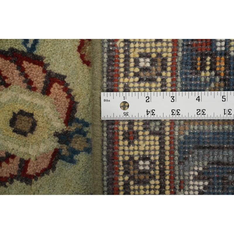 Hand-knotted Transitional Wool Carpet Green Oushak Rug Floral Oriental Area Rug - 19' 9'' X 7' 11''