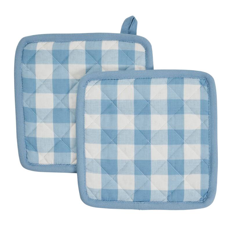 Annie Buffalo Check Black Pot Holder Set of 2 8x8 - N/A